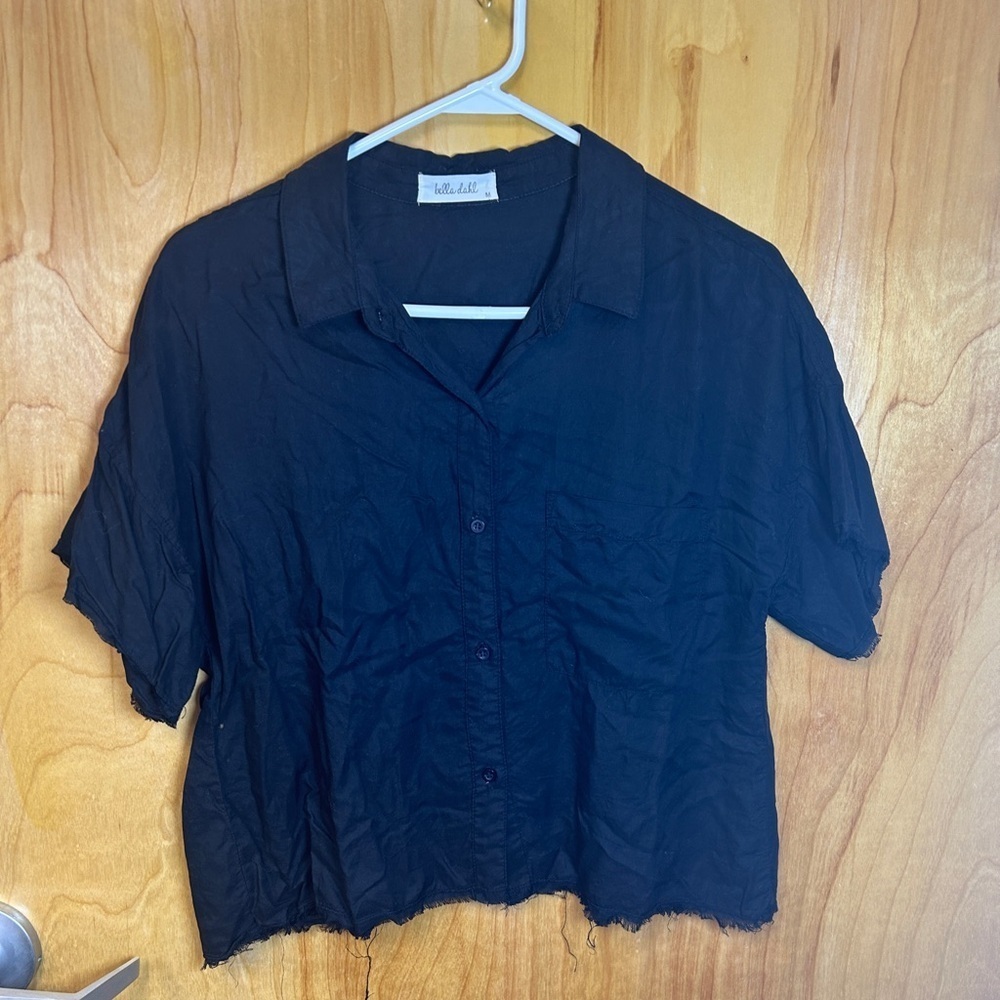 Black Button-Up Women's Top